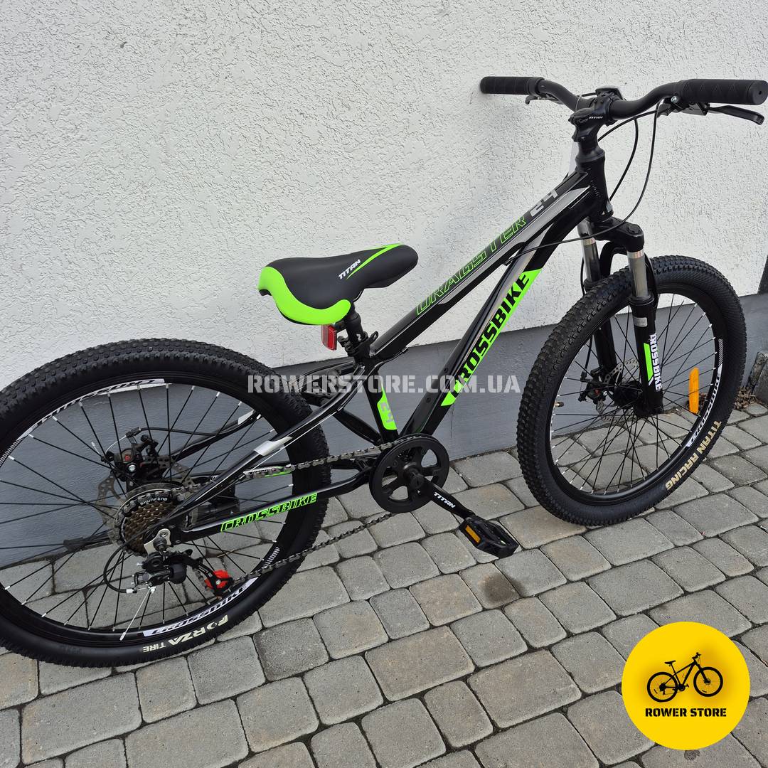 Велосипед Crossbike 24 Dragster Susp 11D Black-Green - Зображення 2